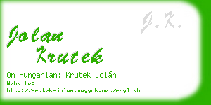 jolan krutek business card